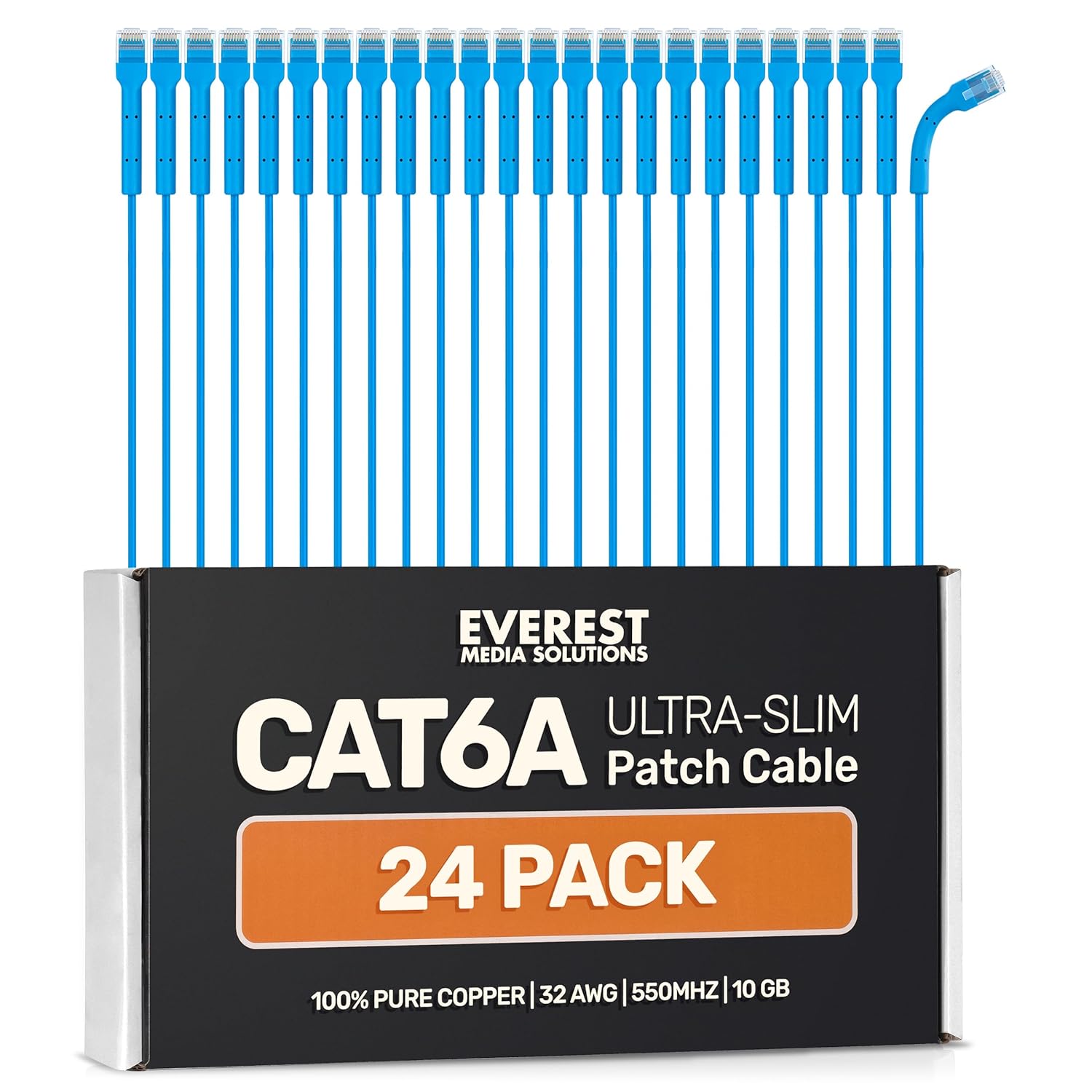 Ultra-Slim Cat6A Ethernet Patch Cable (24 Pack)